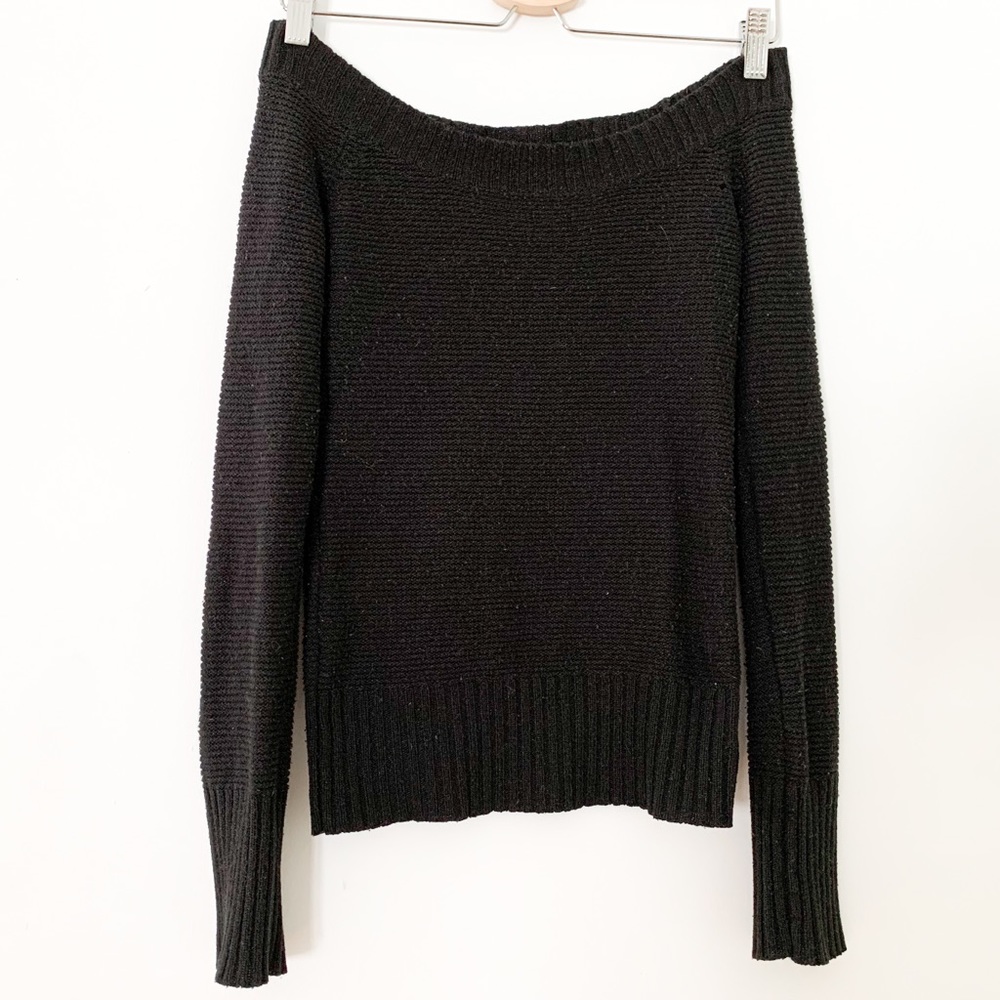 Garage Black Wool Off Shoulder Sweater